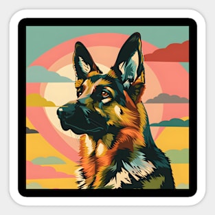 Retro German Shepherd: Pastel Pup Revival Sticker